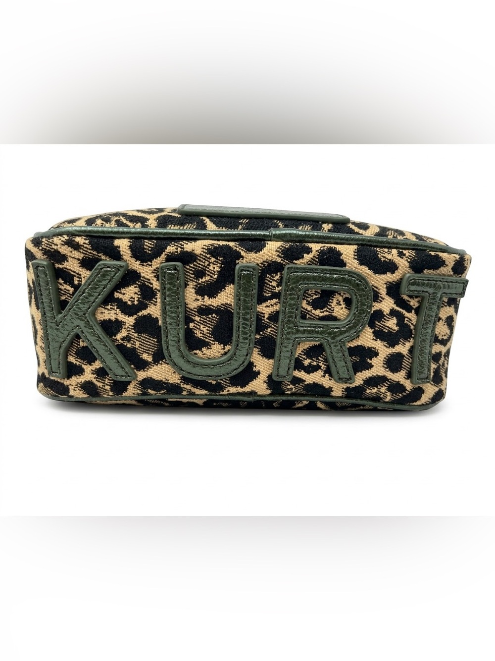 NWOT Kurt Geiger London Green & Leopard Print Jacquard Camera Crossbody Dust Bag - Picture 3 of 6